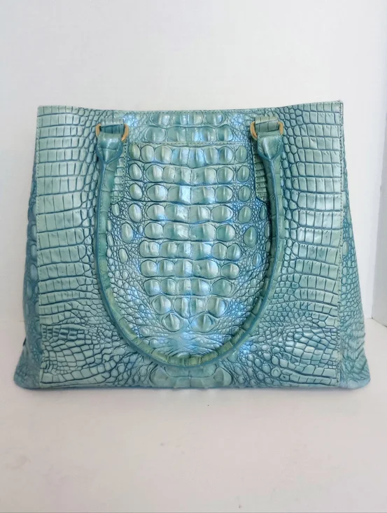 Brahmin Julian Melbourne Tote, Astral, Crocodile Embossed Leather, Aqua - Picture 4 of 16